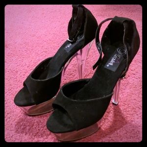 Pleaser Black Clear Platforms